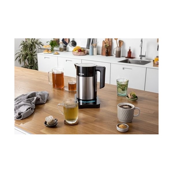 Bosch Electroménager TWK7203 Bouilloire électrique programmable, 2200 W, 1.7 liters, Noir/INOX