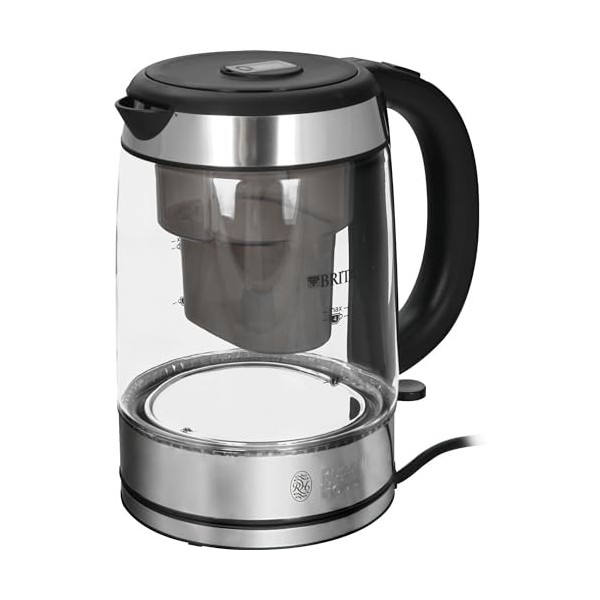 Russell Hobbs Bouilloire Electrique verre [Filtrante] Clarity 1L, 2200 W,Cartouche Filtre Brita Maxtra & anticalcaire + indi