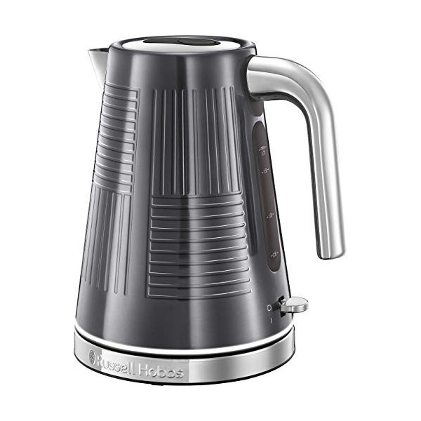 Russell Hobbs Bouilloire Electrique [Design Premium] Geo Steel 1,7 L, 2400 W, Ebullition Rapide, Ecoulement Parfait, Ouvertu