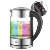 Zilan, Bouilloire en verre LED, différentes couleurs, écran numérique, 1,7lt, 5 réglages différents, Bouilloire sans fil avec