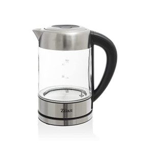 Zilan, Bouilloire en verre LED, différentes couleurs, écran numérique, 1,7lt, 5 réglages différents, Bouilloire sans fil avec