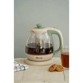 Girmi Bouilloire + Théière Aux Herbes Bl41 dans Verre 1100 W, Sans Fil 1 Litre, Vert Leau