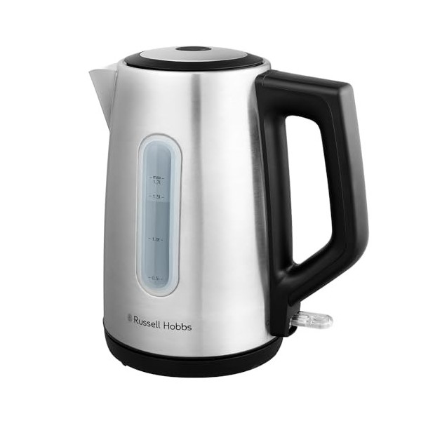 Russell Hobbs Bouilloire électrique Eau chaude, thé, café, 1,7L, couvercle à ouverture par pression, bec verseur parfait, fi