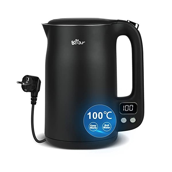 Bear 1,7l Bouilloire En Acier Inoxydable 304 Avec 11 Températures, 1800W Protection Contre les Brûlures à sec, Double Protect