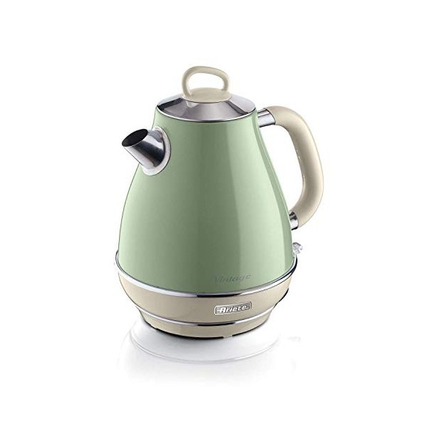 Ariete Vintage 2869 Bouilloire Électrique en Acier Inoxydable, 1,7 L, Vert Pastel & Ariete Vintage 155 Grille-Pain 2 Tranches