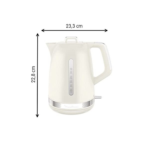 Moulinex Bouilloire électrique, 1,7 L, Design vintage ivoire, Base pivotante à 360°, 2 400 W ébullition rapide, Arrêt automat