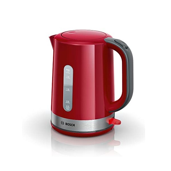 Bosch Bouilloire ComfortLine TWK6A514, 2200 W, 1,7 l, filtre anti-calcaire, arrêt automatique, rouge