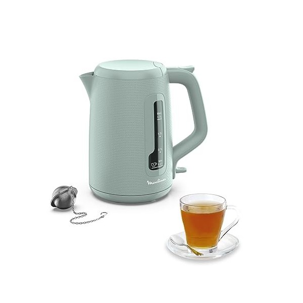 Moulinex Bouilloire électrique, 1.7 L, Indicateur 1 tasse, Filtre anticalcaire, Boule à thé incluse, Remplissage et nettoyage