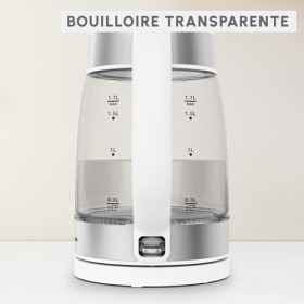 Moulinex Bouilloire en verre, Bouilloire électrique, Graduations, Capacité de 1.7L, Facile à nettoyer, Blanc, BY6R5130