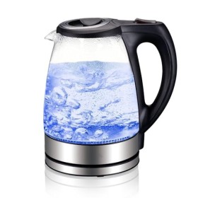 MU LIN Bouilloire électrique en verre borosilicate et acier inoxydable, arrêt automatique, 1,7 litre, indicateur LED, FY-788