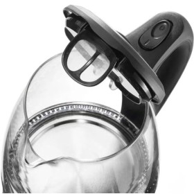 MU LIN Bouilloire électrique en verre borosilicate et acier inoxydable, arrêt automatique, 1,7 litre, indicateur LED, FY-788