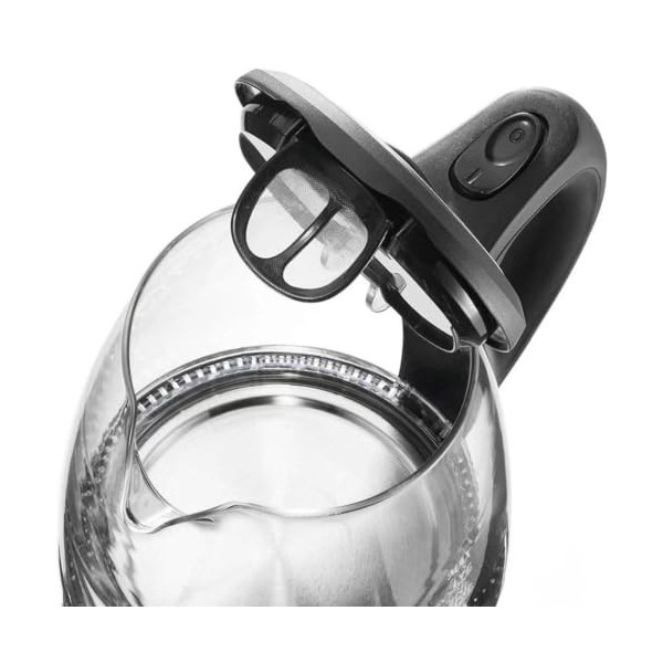 MU LIN Bouilloire électrique en verre borosilicate et acier inoxydable, arrêt automatique, 1,7 litre, indicateur LED, FY-788