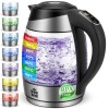 Forme Bouilloire Électrique en Verre 1,8 L Thermostat Réglable Sélection de la Température de 40-100°C I Sept Couleurs décla
