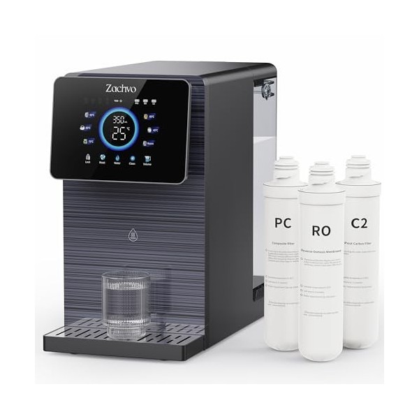 ZACHVO Système de filtre à eau à osmose inverse de comptoir, réservoir deau chaude de 7 l