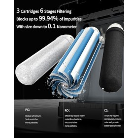 ZACHVO Système de filtre à eau à osmose inverse de comptoir, réservoir deau chaude de 7 l