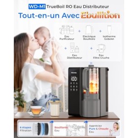 Waterdrop WD-M1 Inverse Osmose Eau Filtre Comptoir, 𝐂𝐡𝐚𝐮𝐝𝐞 Eau Comptoir Inverse Osmose Systèm, 7 Température Options, 6 Etape