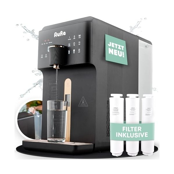 AuRa Système dosmose deau potable, 6 l, filtre à eau pour eau pure, distributeur deau chaude et distributeur deau hydrogè
