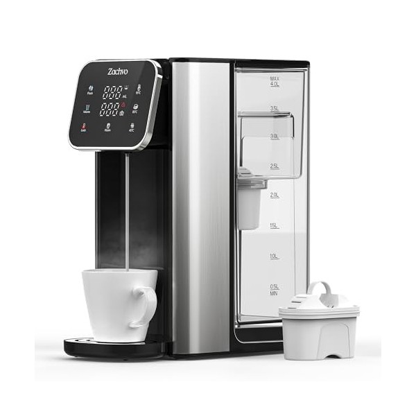 ZACHVO UR05 Distributeur deau Chaude avec Filtre, réservoir deau de 4 l, Chauffage Rapide, Compact et économe en énergie, i