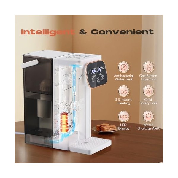 CGOLDENWALL Distributeur deau Chaude Filtrée, Chauffage Rapide, 12 Réglages de Température & 8 Réglages de Volume, Écran Tac