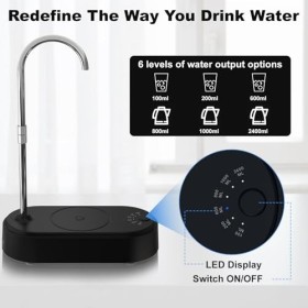 Distributeur deau de bureau, distributeur deau portable avec chargement USB, 6 vitesses, distributeur deau de table intell