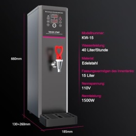 Lecon Distributeur deau chaude, 15 l, en acier inoxydable, 3000 W, chauffage rapide, machine à eau chaude électrique, avec m