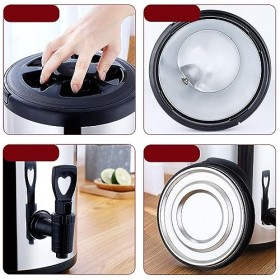 Distributeur de boissons isotherme en acier inoxydable 304 8 litres - Distributeur de boissons chaudes et froides - Seau doub