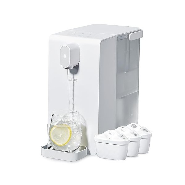 Watus Distributeur deau chaude, distributeur deau instantanée, avec filtration et chauffage, comprend 3 cartouches filtrant