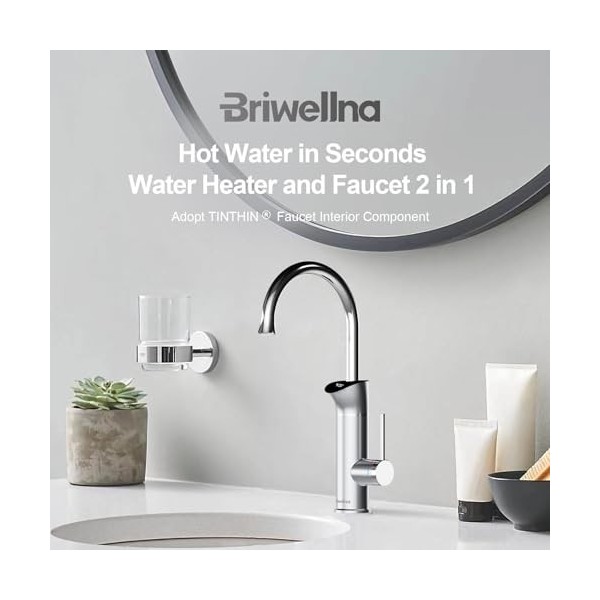 Instant Hot Water Tap With Digital Display, 220V Tankless Electric Heater Kitchen Taps, 360 Degree Rotate Cold And Hot Water 