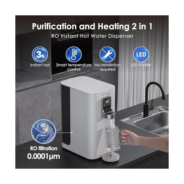 Waterdrop Distributeurs dEau Chaude RO de Comptoir, WD-K19-H