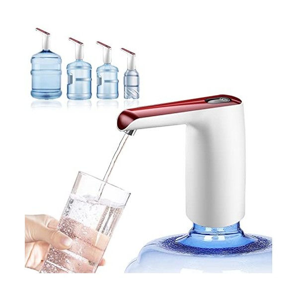 GTLAOGS Pompe à bouteille deau, recharge USB, 2 à 5 gallons, distributeur deau électrique universel portable pour la maison