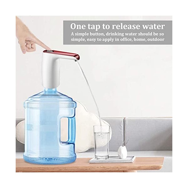GTLAOGS Pompe à bouteille deau, recharge USB, 2 à 5 gallons, distributeur deau électrique universel portable pour la maison