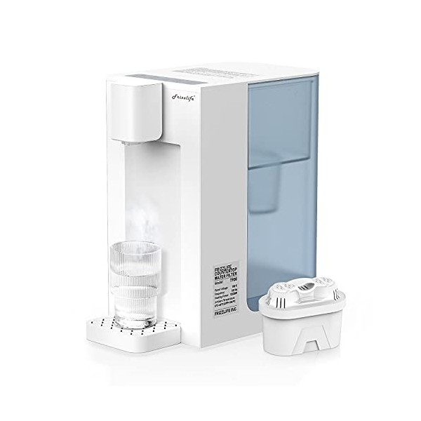 FRIZZLIFE T900 Système de filtration deau de comptoir, distributeur deau chaude instantanée, 4 températures, grande capacit