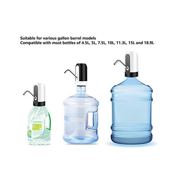 Pompe à Bouteille Deau, 4,5 L ~ 18,9 L Distributeur de Bouteille Deau Portable électrique USB Chargeant la Pompe à Eau Pota