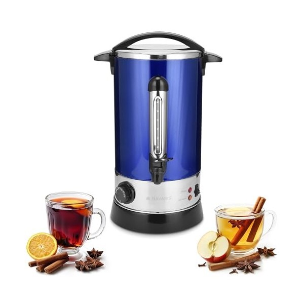 Navaris Distributeur de Boisson Chaude - Marmite à Vin Chaud en Inox - Appareil Chauffe Eau Thé Café Soupe - Maintien de la C