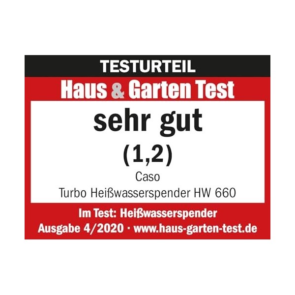 CASO HW 660 Distributeur deau chaude - de leau chaude en quelques secondes, économise jusquà 50% dénergie, convient pour 