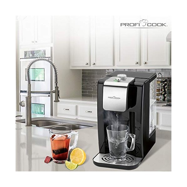 Profi Cook PC-HWS1168 - Distributeur/Fontaine à eau chaude - 100 °C en environ 3 secondes - 5 niveaux de température - Capaci