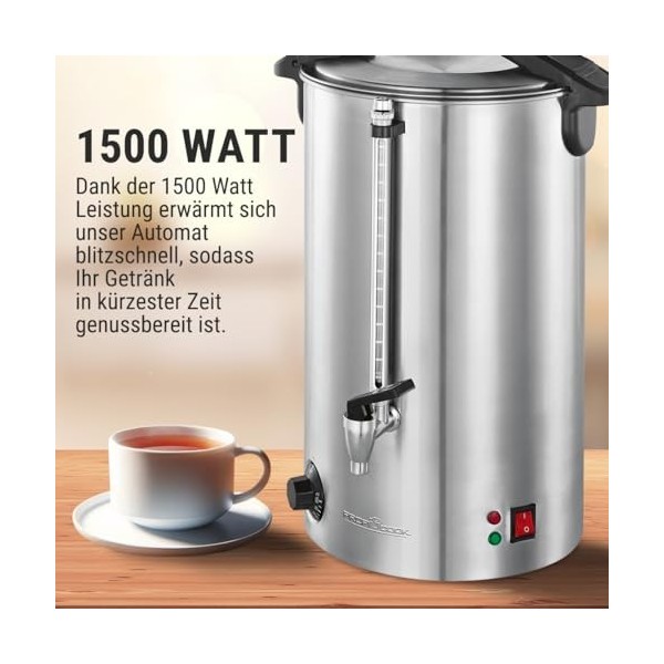 Profi Cook PC-HGA1111 - Distributeur de boissons chaudes et/ou vin chaud - Capacité 16 litres - 1500 Watts - Contrôle électro