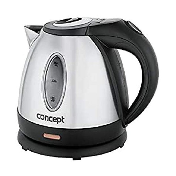 Concept Hausgeräte rk3130 Bouilloire en acier inoxydable, Filtre anti-tartre amovible, 1,2 l, 1630 W, finition en acier inoxy