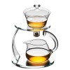 Fire Kirin Théière en verre semi-automatique rotative avec infuseur chinois résistant à la chaleur cerf gris, théière uniqu