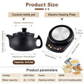 MXBAOHENG Théière électrique chinoise en céramique 220 V pour herbes jusquà 600 g
