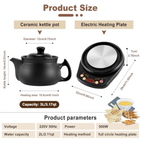 MXBAOHENG Théière électrique chinoise en céramique 220 V pour herbes jusquà 150 g