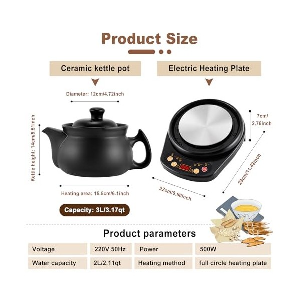 MXBAOHENG Théière électrique chinoise en céramique 220 V pour herbes jusquà 150 g