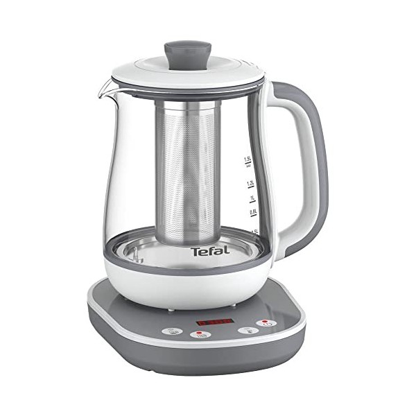 Tefal Tastea machine à thé, 8 réglages de température, Capacité de 1,5 L, Panier à thé amovible en acier inoxydable, Maintien