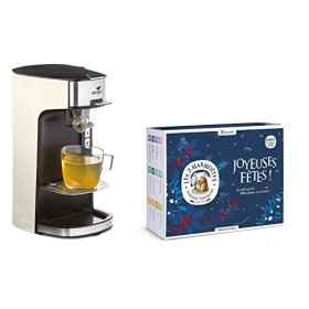 Senya SYPK-011C Set Machine à thé, théière électrique Creme Tea Time & Le Coffret Découverte Comprenant 72 sachets-Les 2 Marm