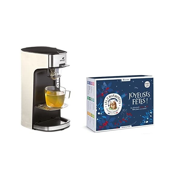 Senya SYPK-011C Set Machine à thé, théière électrique Creme Tea Time & Le Coffret Découverte Comprenant 72 sachets-Les 2 Marm