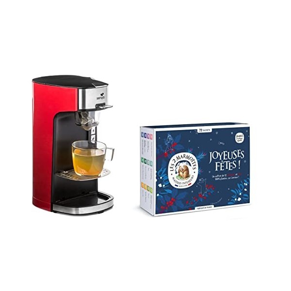 Senya SYPK-011C Set Machine à thé, théière électrique Creme Tea Time & Le Coffret Découverte Comprenant 72 sachets-Les 2 Marm