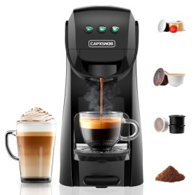 Warriors1 4 en 1 Machine à Café Capsule Dosette pour Nespresso, Dolce Gusto, Lavazza Expresso Point et Café Moulu, 20 bars, 0