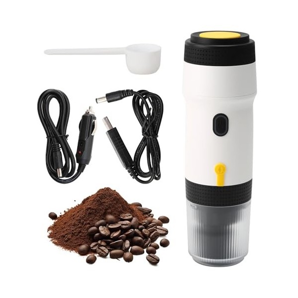 Machine à espresso électrique portable, petite machine à espresso auto-chauffante de voyage rechargeable USB/ 12V voiture pe