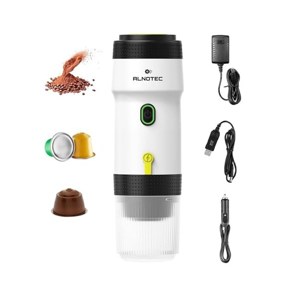 ALNOTEC-Machine à Café Portable-Machine à expresso portable-électrique-Auto Chauffante-Compatible Capsules NES DG & Café Moul