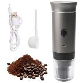 FAMKIT Machine à expresso électrique portable 15 bars pression machine à café de voyage compatible avec capsules et café moul